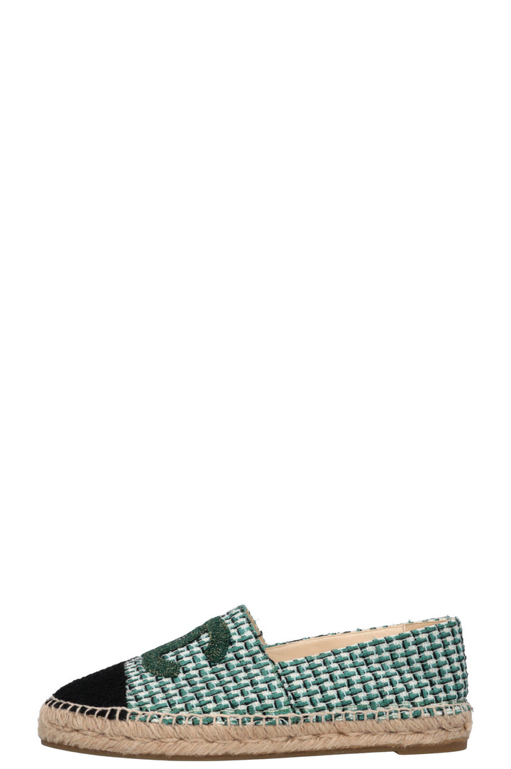 CHANEL CC Espadrilles Tweed Green