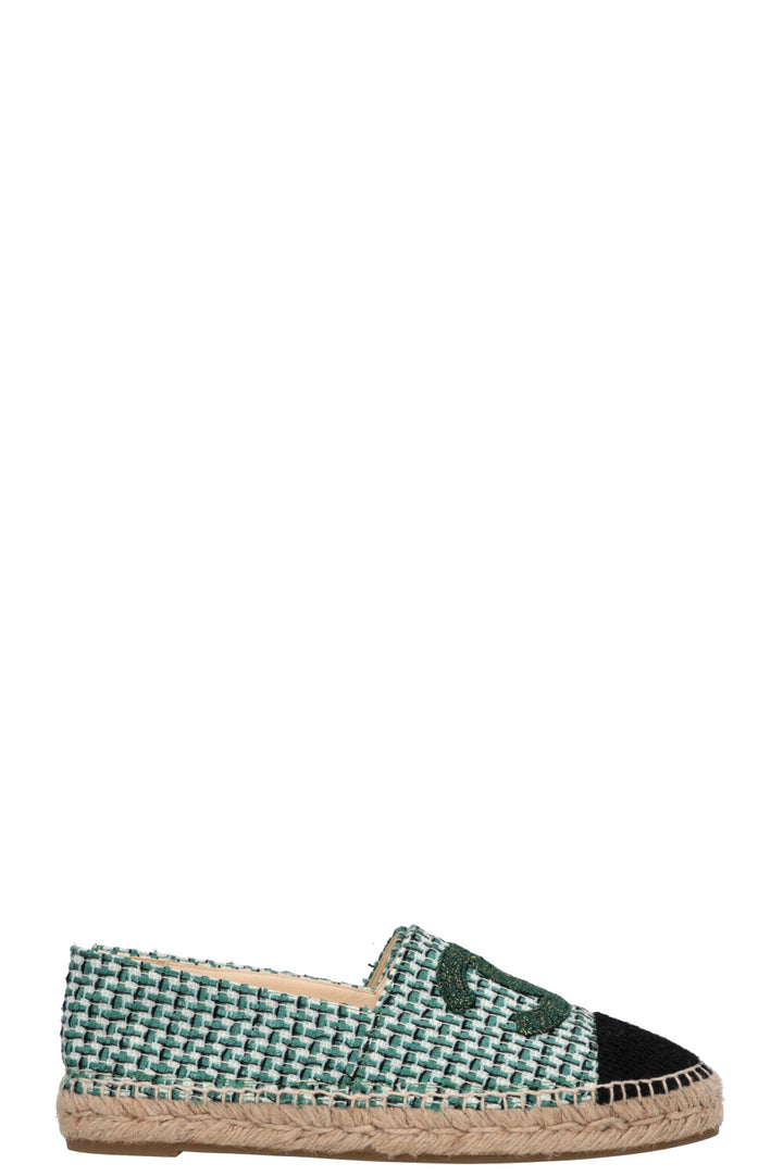 CHANEL CC Espadrilles Tweed Green