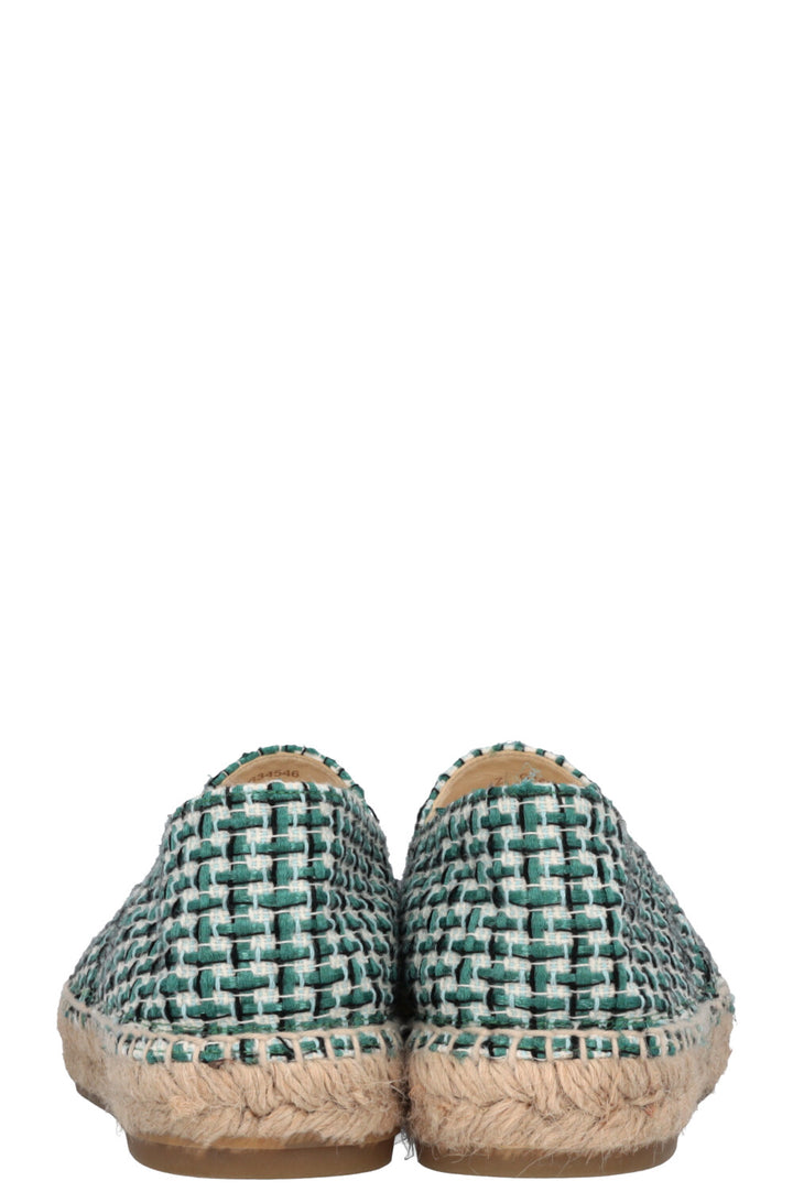 CHANEL CC Espadrilles Tweed Green
