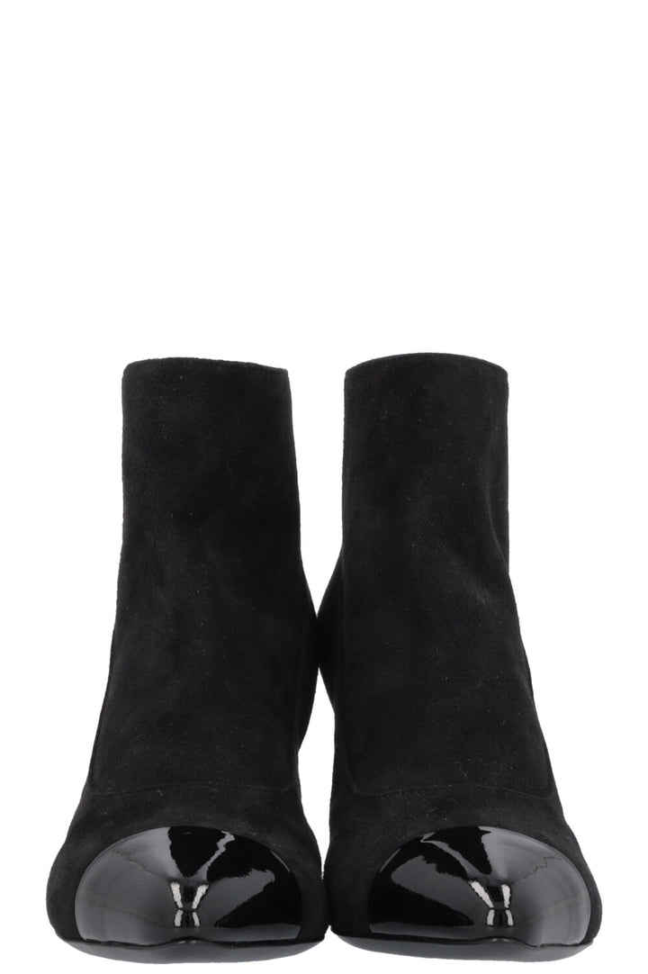 CHANEL Pearl Boots Suede Black