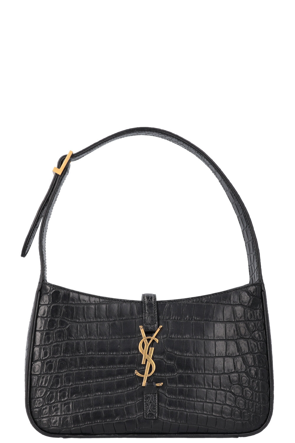 SAINT LAURENT Le 5 à 7 Croc Embossed Black