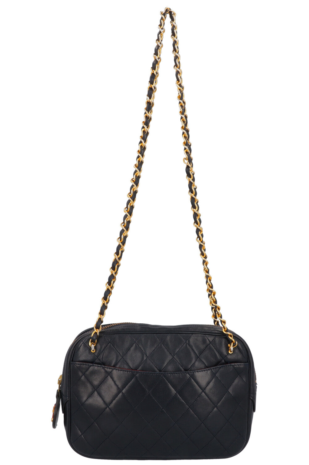 CHANEL Quilted Logo Shoulder Bag Navy