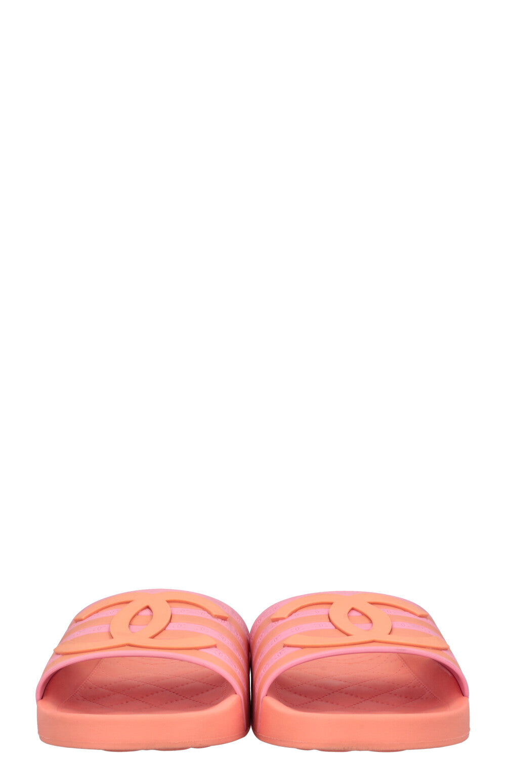 CHANEL CC 2018 Rubber Slides Peach Pink