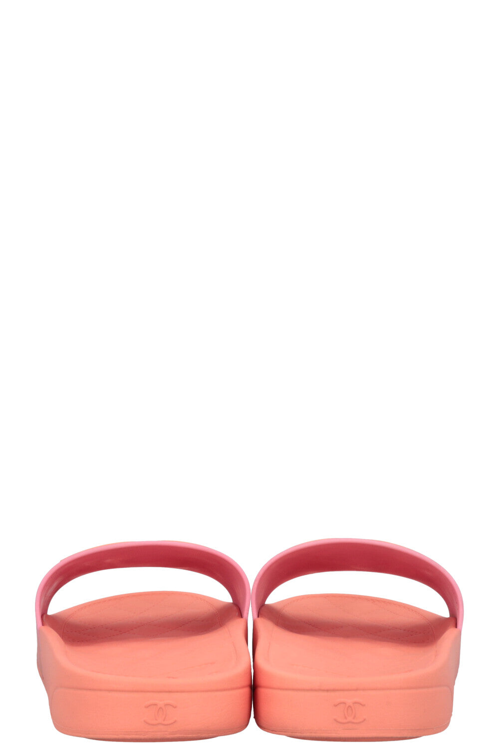 CHANEL CC 2018 Rubber Slides Peach Pink