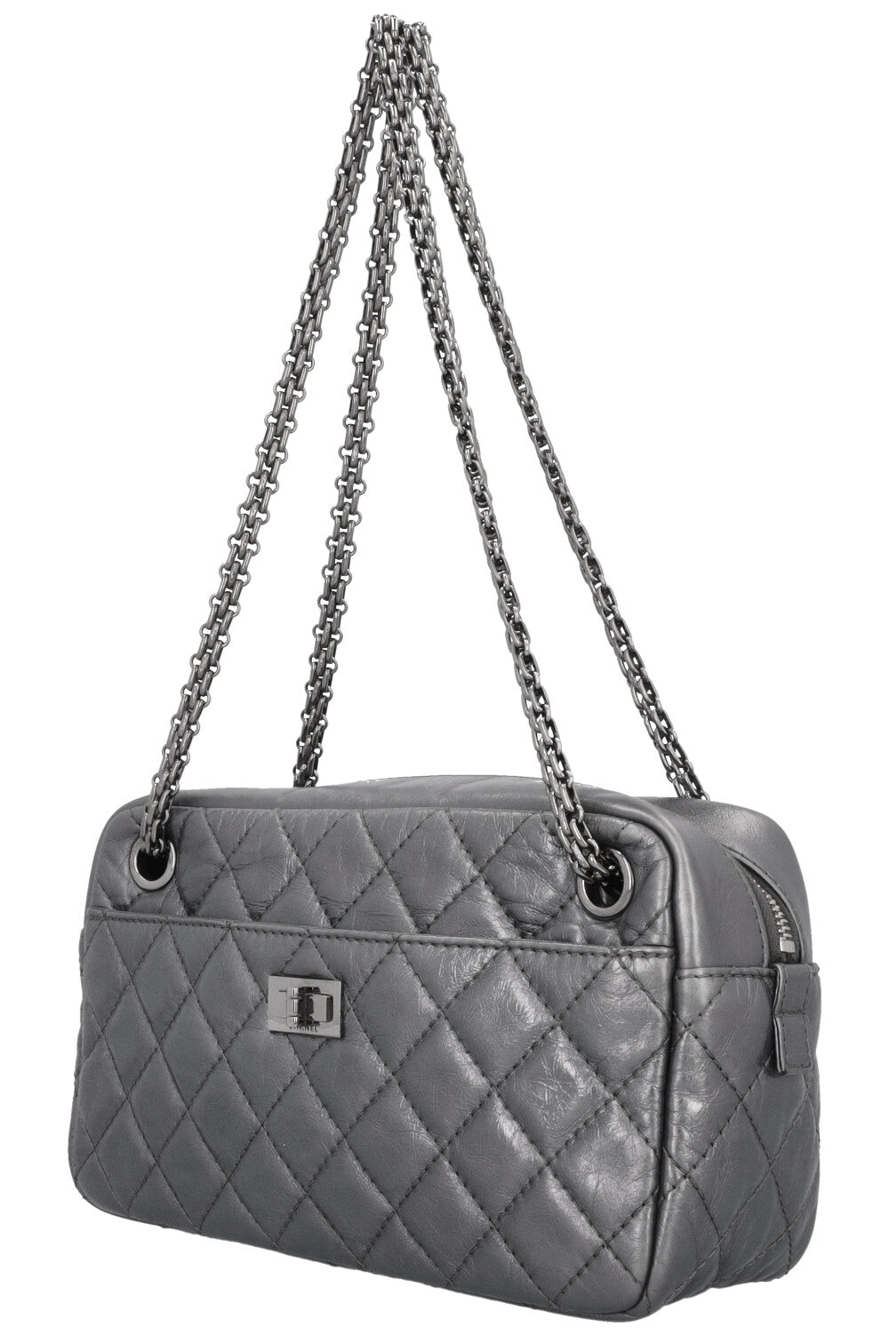 Sac photo CHANEL Reissue 2.55 argent métallisé