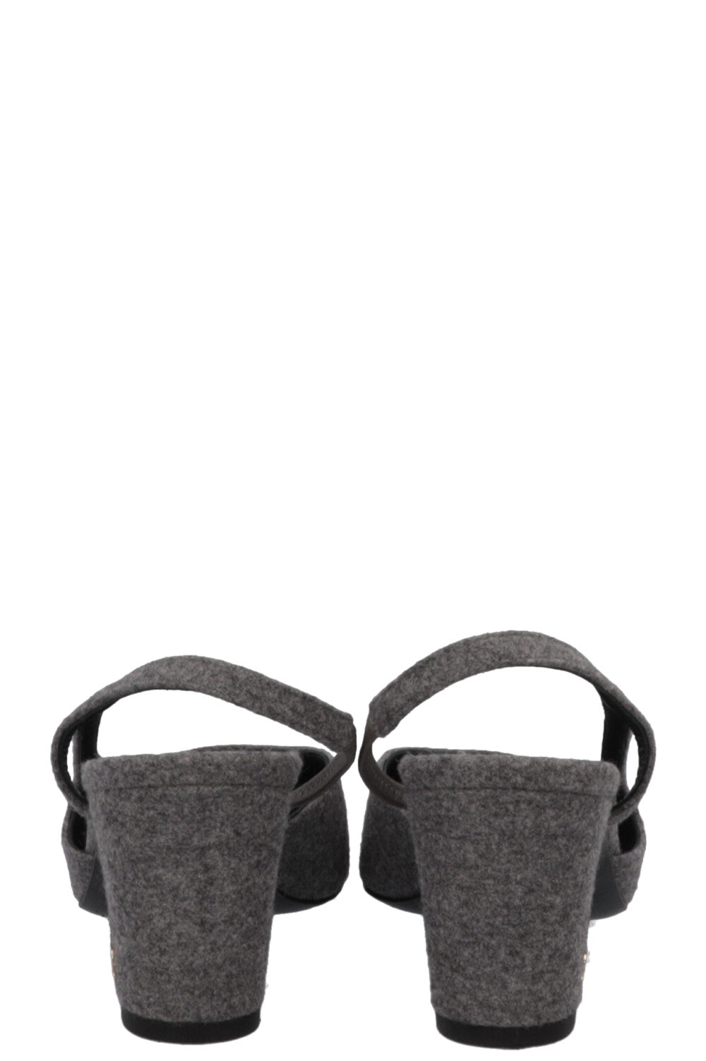 CHANEL Classic Slingback Felt Velvet Grey