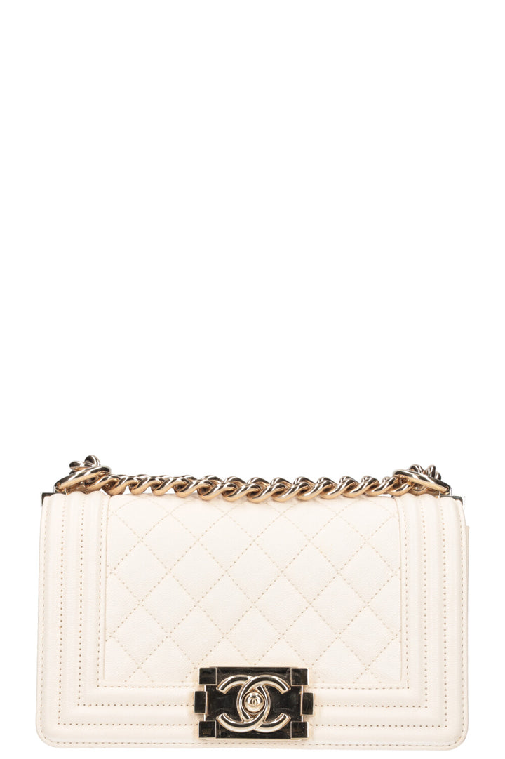 CHANEL Small Boy Bag Caviar Ivory