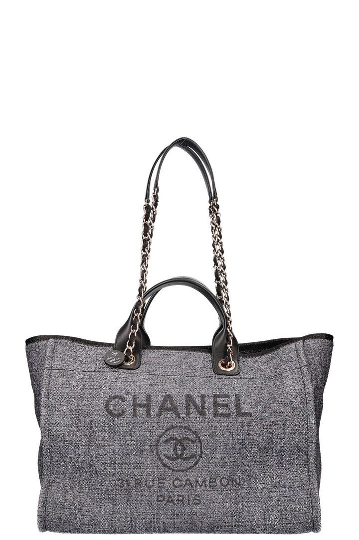 CHANEL Deauville Bag Canvas Blue