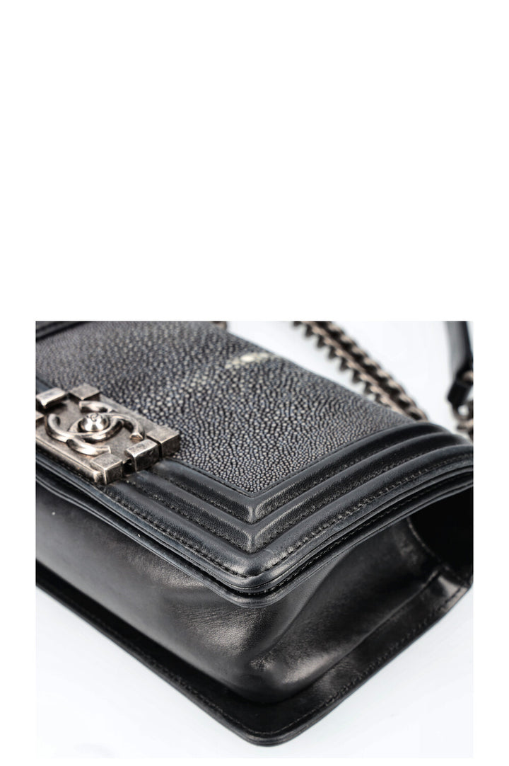 CHANEL Small Boy Bag Stingray Black