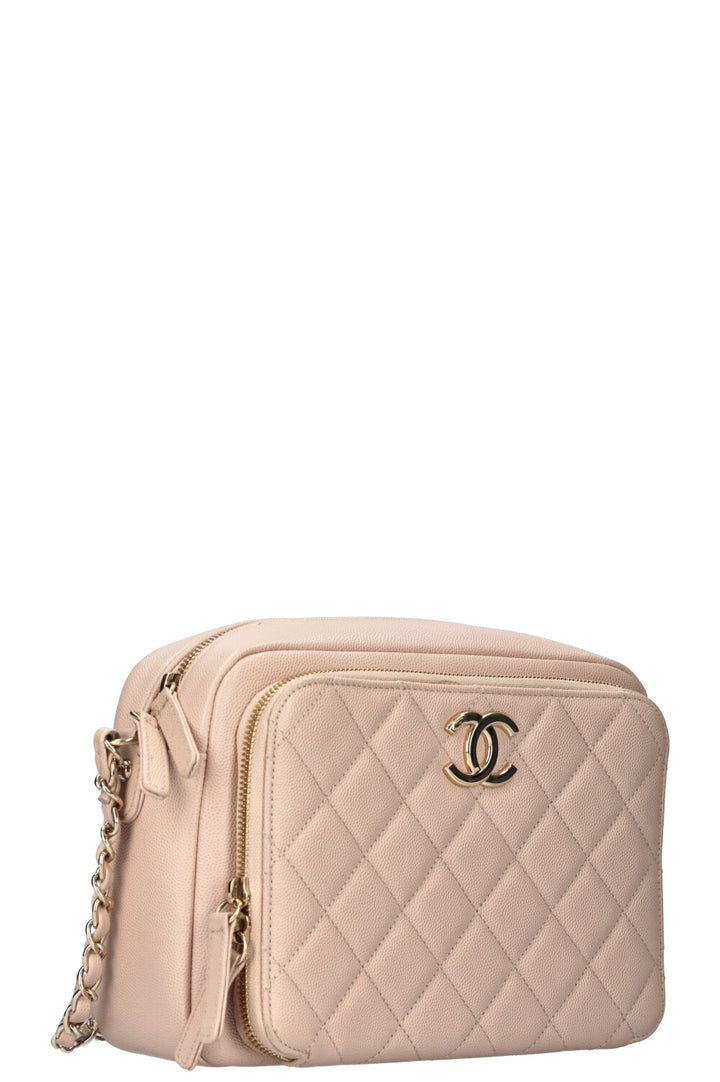 CHANEL Business Affinity Camera Case Bag Quilted Caviar Powder