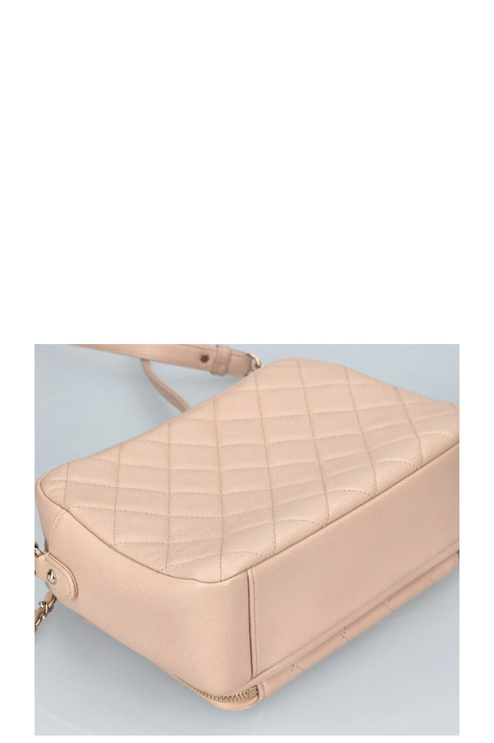 CHANEL Business Affinity Camera Case Bag Quilted Caviar Powder