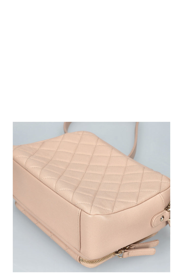 CHANEL Business Affinity Camera Case Bag Quilted Caviar Powder