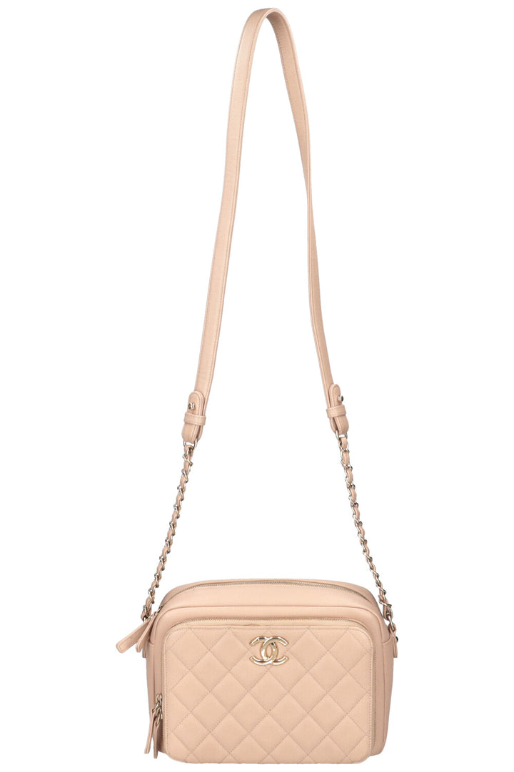 CHANEL Business Affinity Camera Case Bag Quilted Caviar Powder