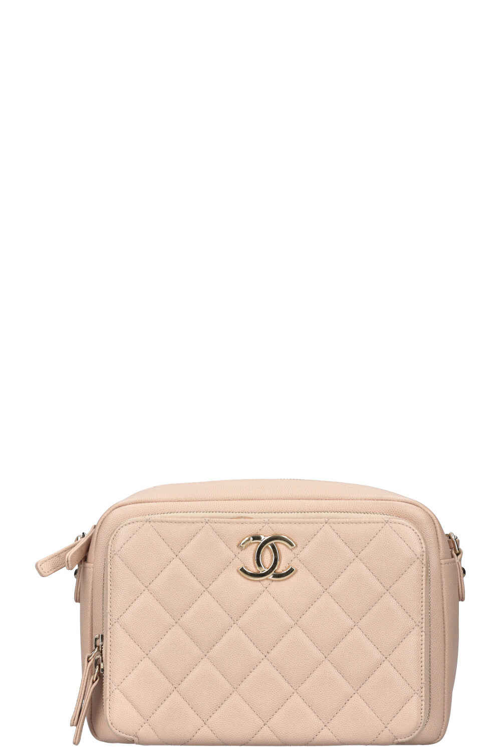 CHANEL Business Affinity Camera Case Bag Quilted Caviar Powder
