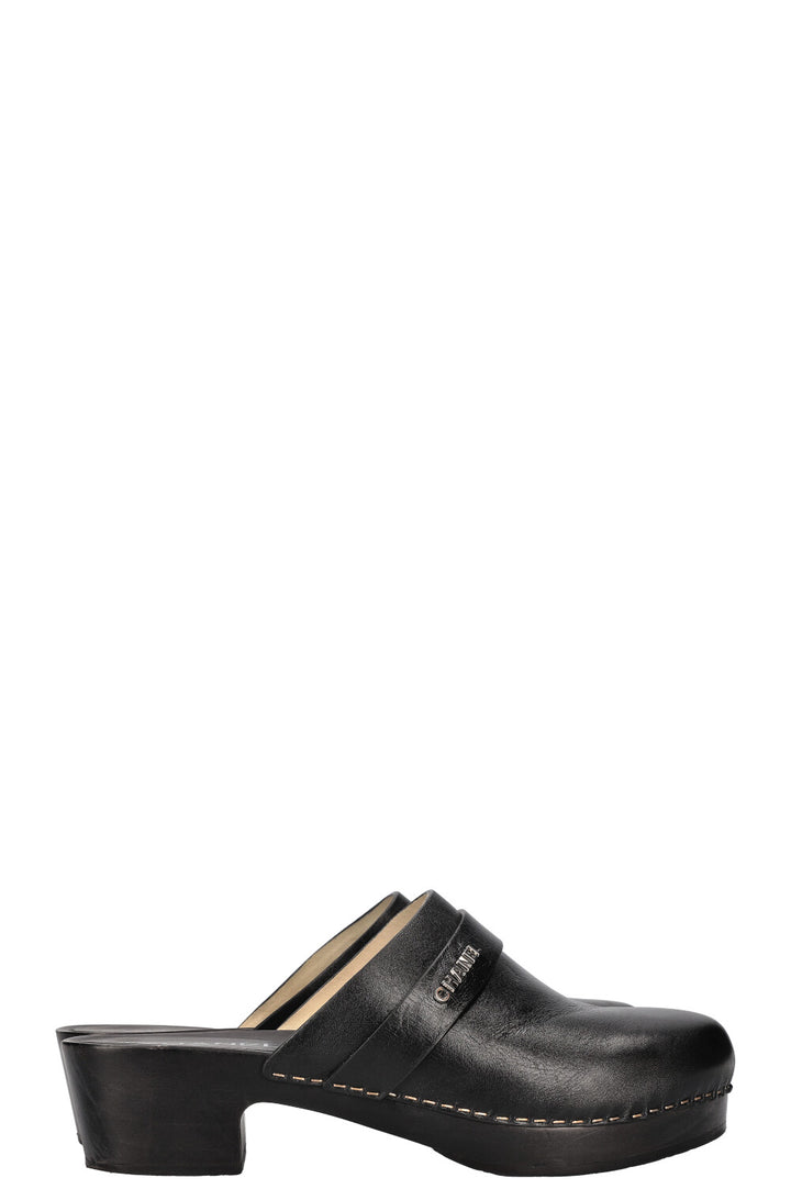 CHANEL Logo Clogs Black