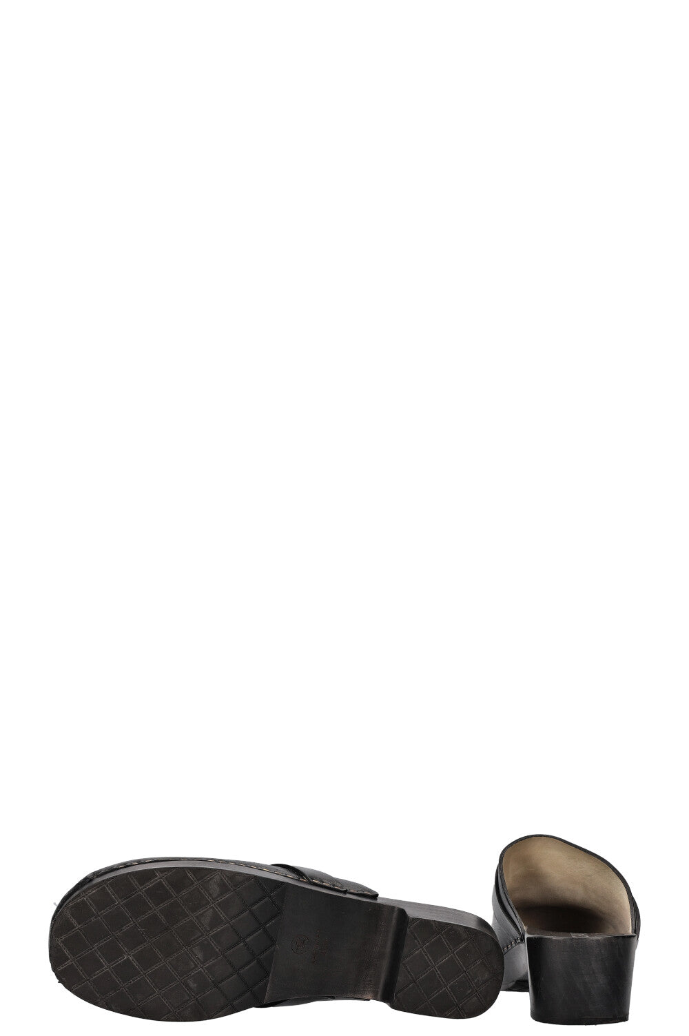 CHANEL Logo Clogs Black