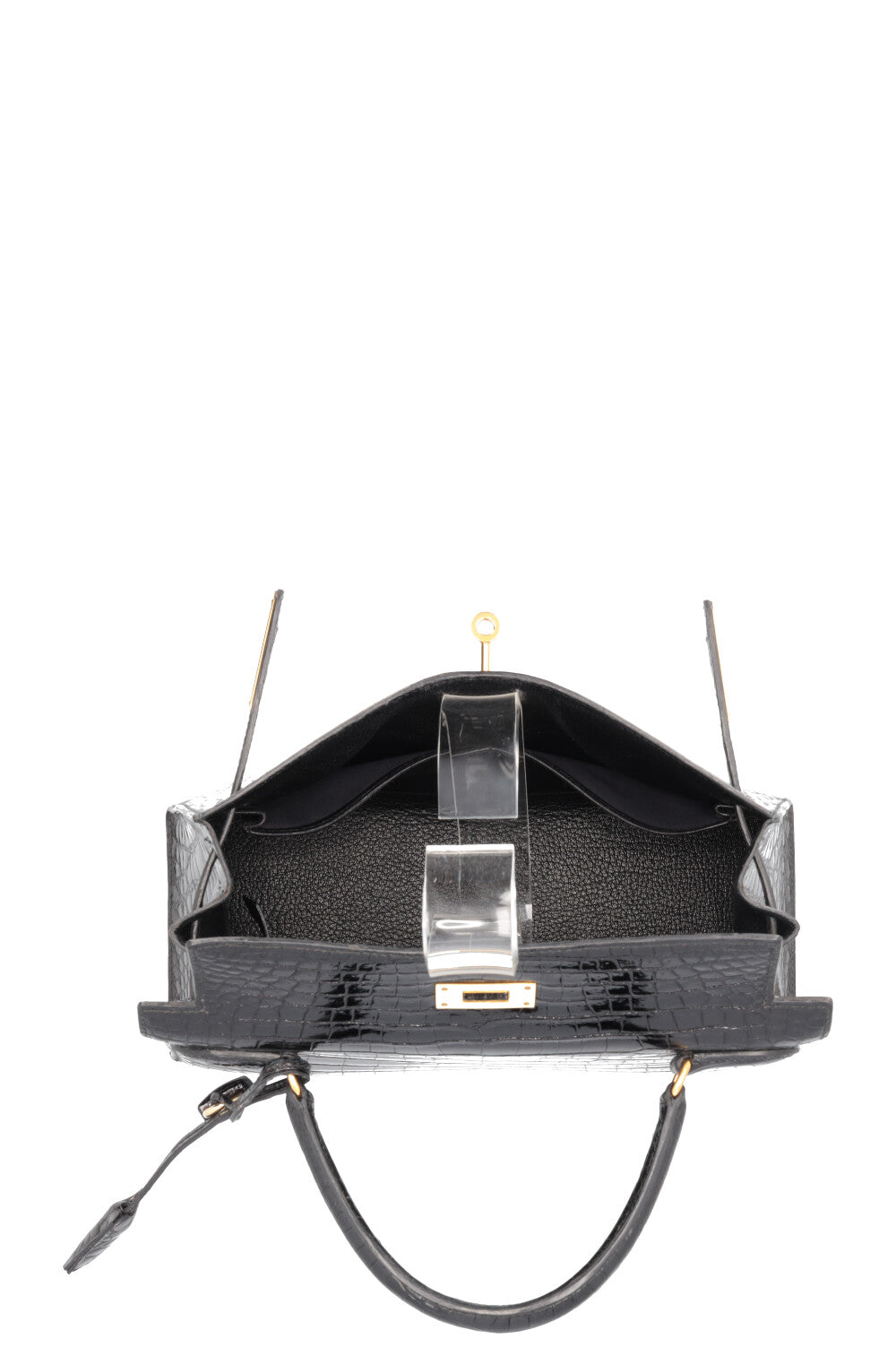 HERMÈS Kelly Sellier 28 Alligator Brillant Mississippiensis Noir