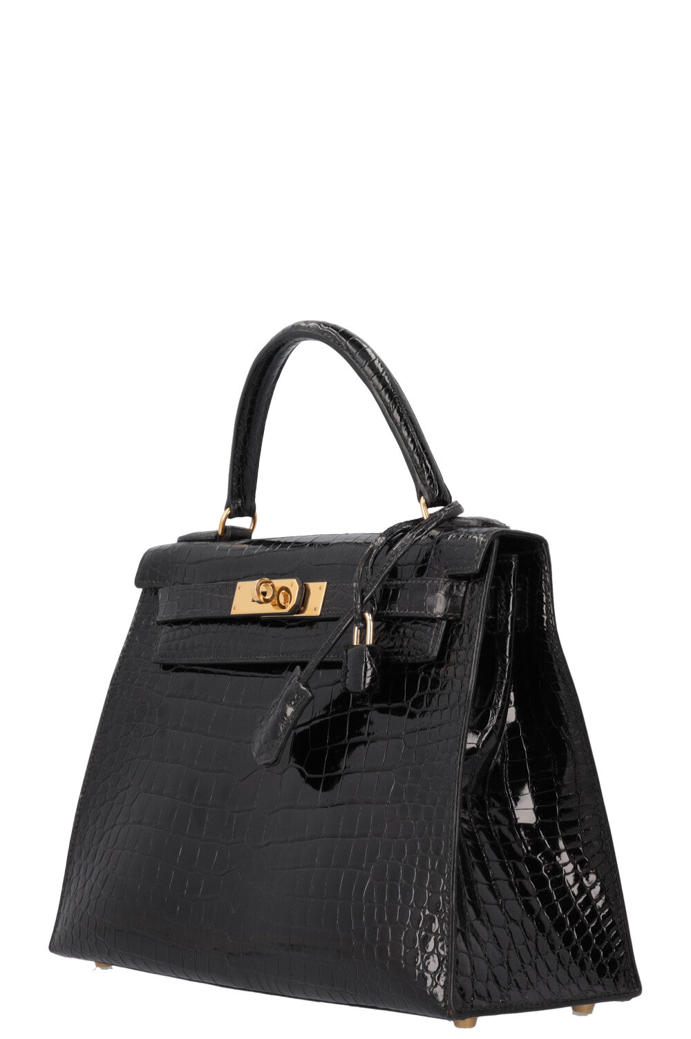 HERMÈS Kelly Sellier 28 Alligator Brillant Mississippiensis Noir