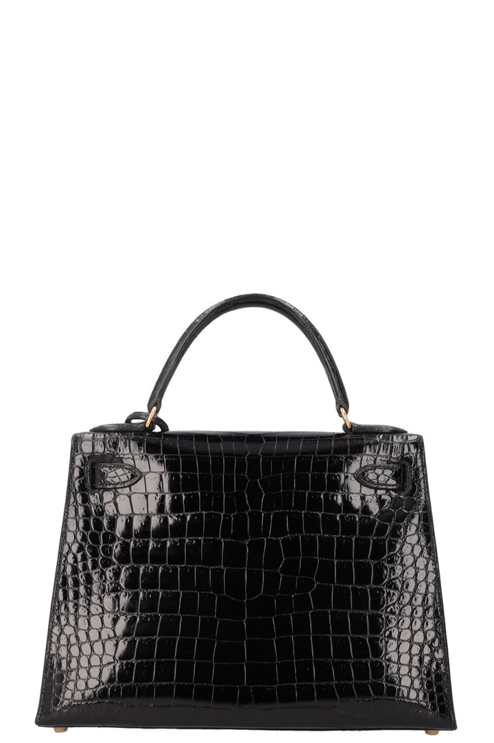 HERMÈS Kelly Sellier 28 Alligator Brillant Mississippiensis Noir