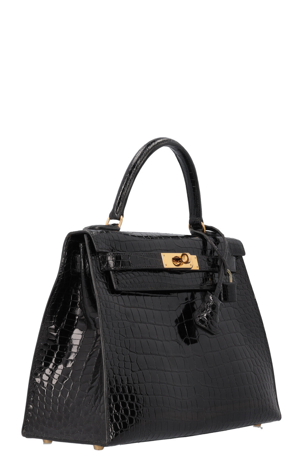 HERMÈS Kelly Sellier 28 Alligator Brillant Mississippiensis Noir