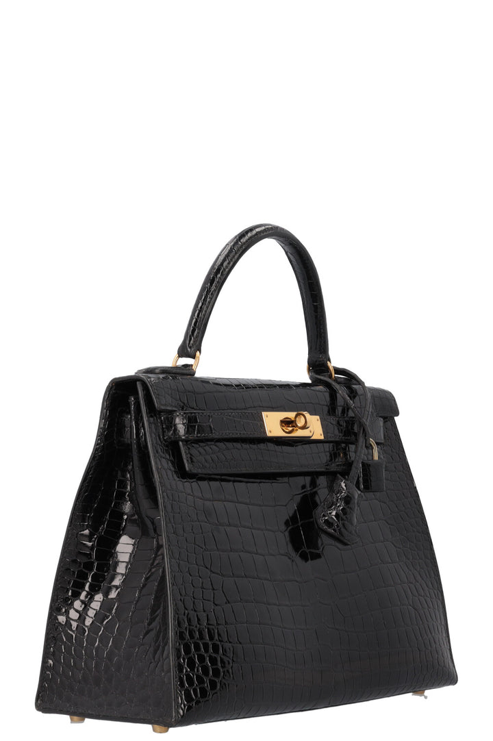 HERMÈS Kelly Sellier 28 Alligator Brillant Mississippiensis Noir