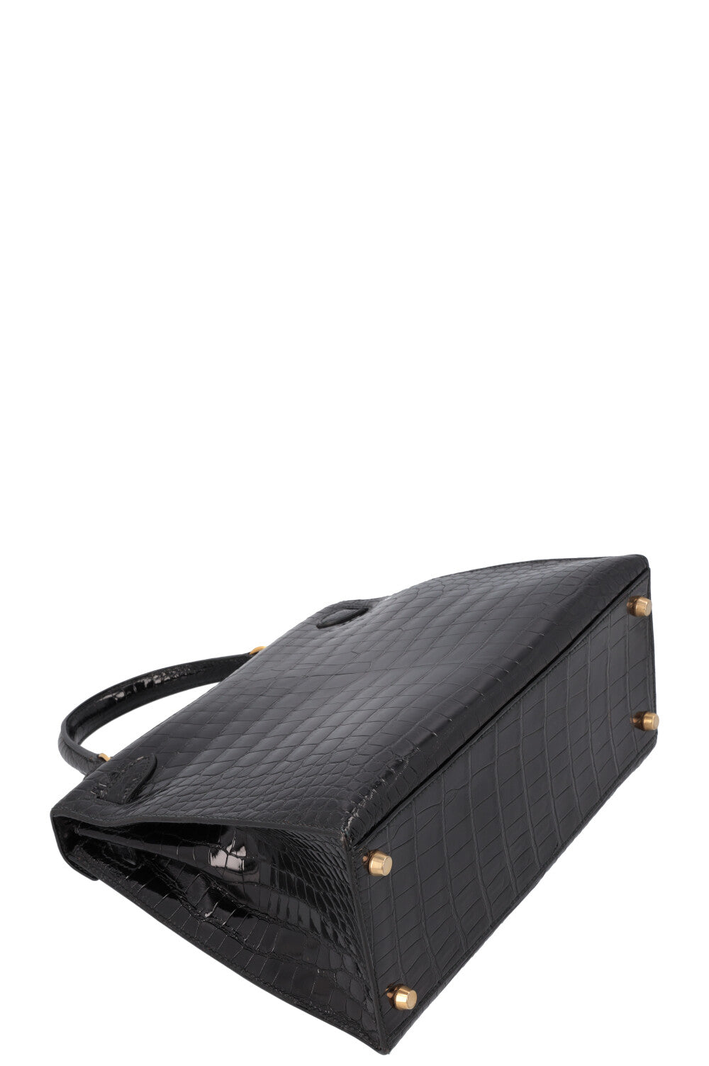 HERMÈS Kelly Sellier 28 Alligator Brillant Mississippiensis Noir