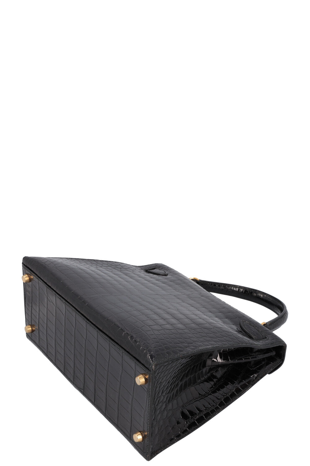 HERMÈS Kelly Sellier 28 Alligator Brillant Mississippiensis Noir