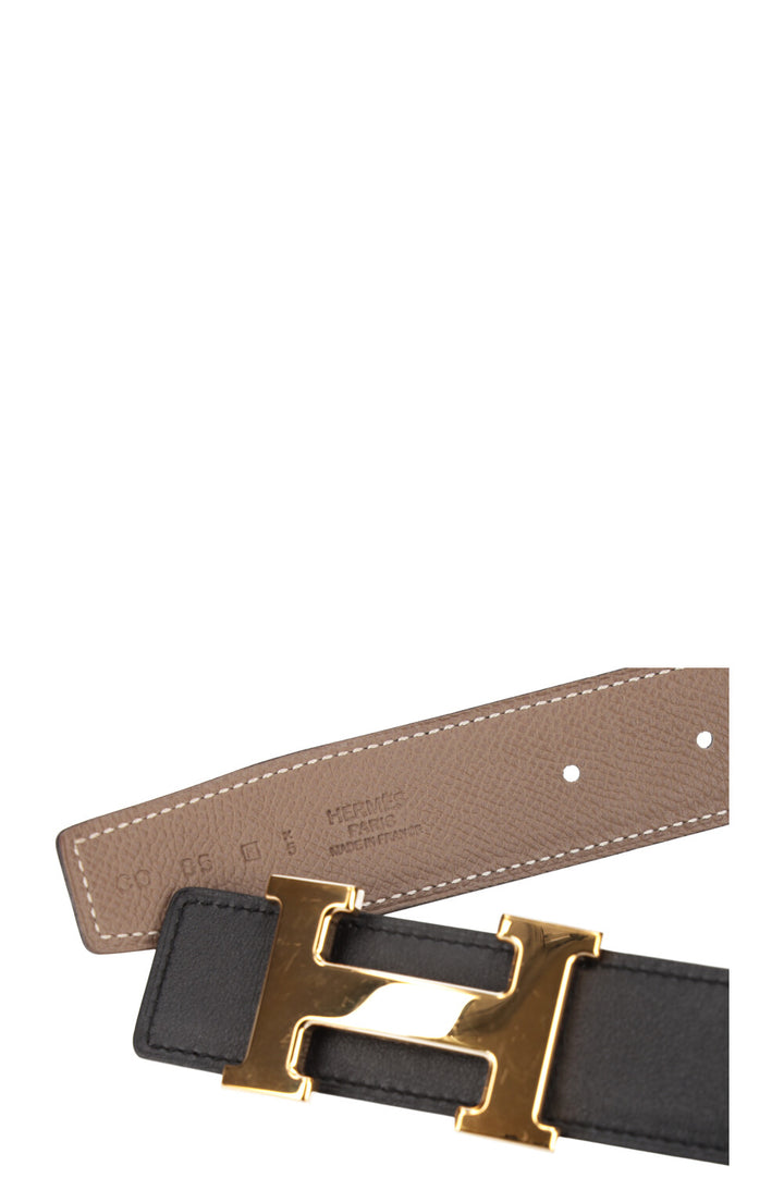HERMÈS H Belt 32 Black Noir Etoupe