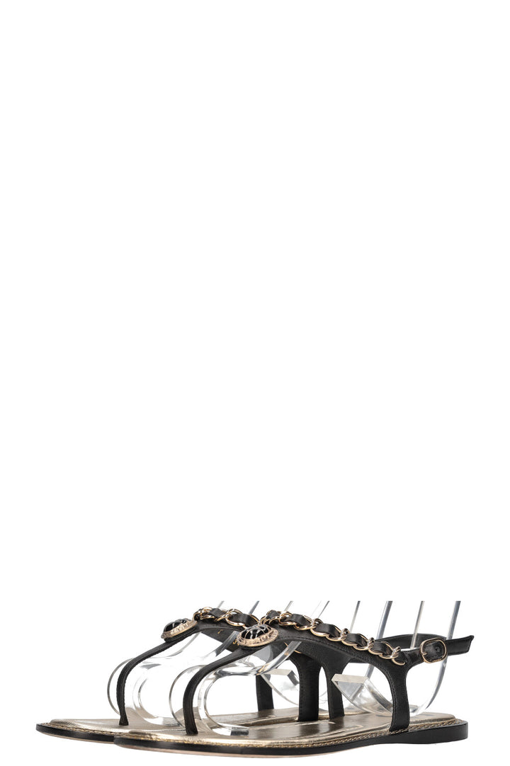 CHANEL 2019 Sandals Scarab Black