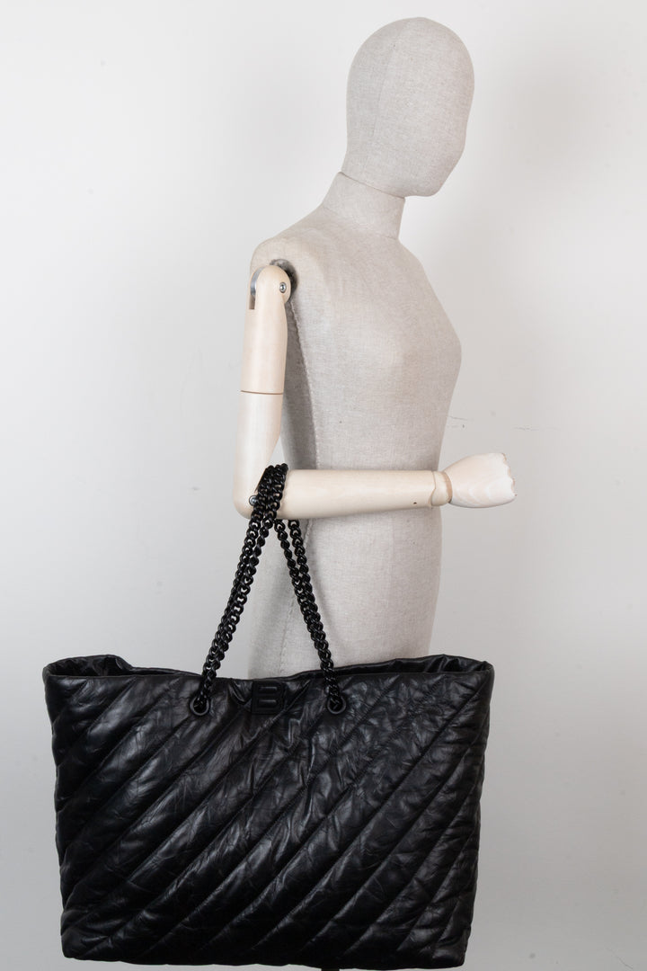 BALENCIAGA Crush Carry All Chain Tote Black