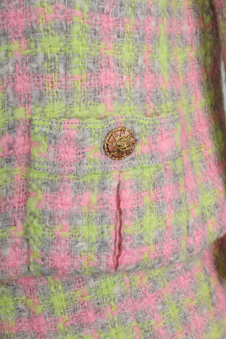 CHANEL Haute Couture Two Piece Tweed Pink & Green