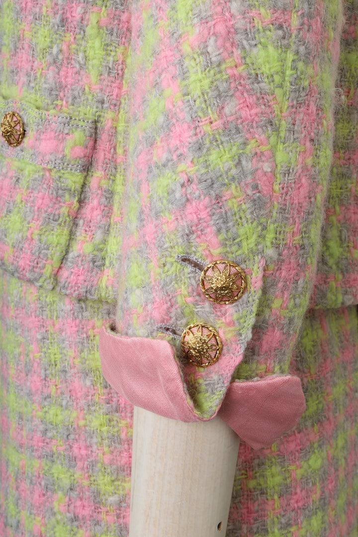 CHANEL Haute Couture Two Piece Tweed Pink & Green
