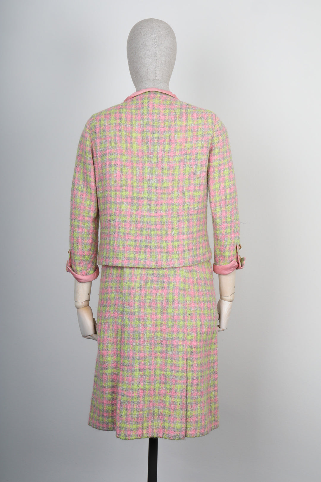 CHANEL Haute Couture Two Piece Tweed Pink & Green