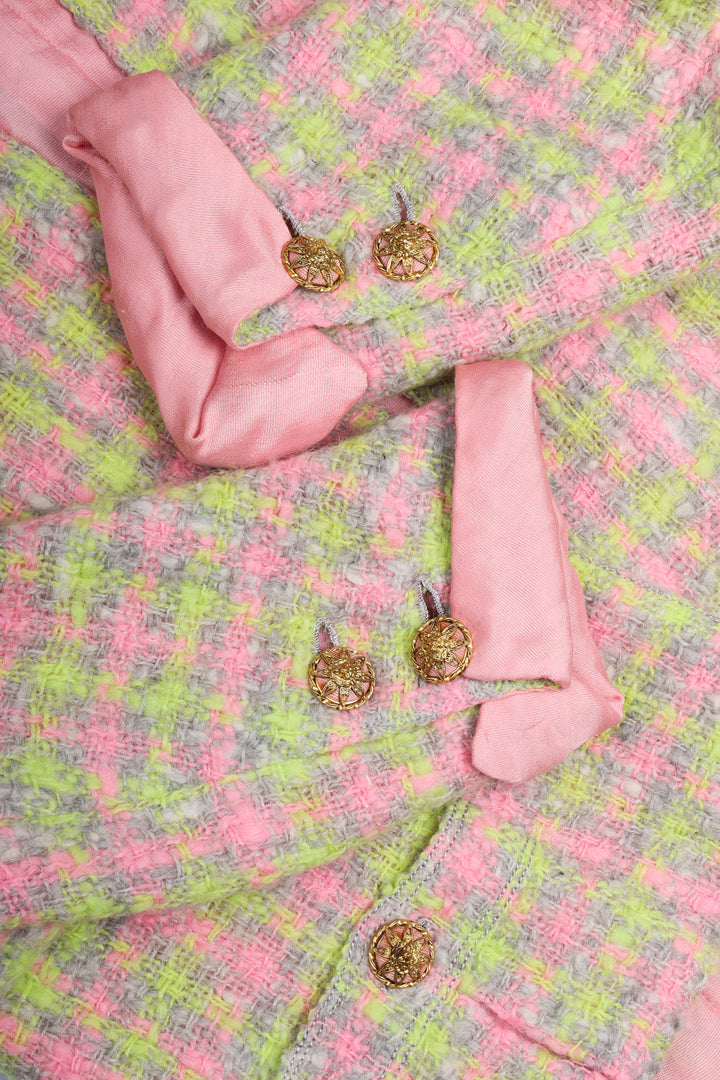 CHANEL Haute Couture Two Piece Tweed Pink & Green