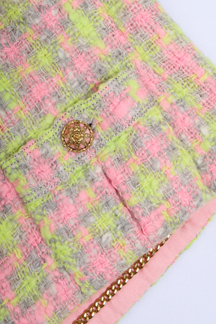 CHANEL Haute Couture Two Piece Tweed Pink & Green