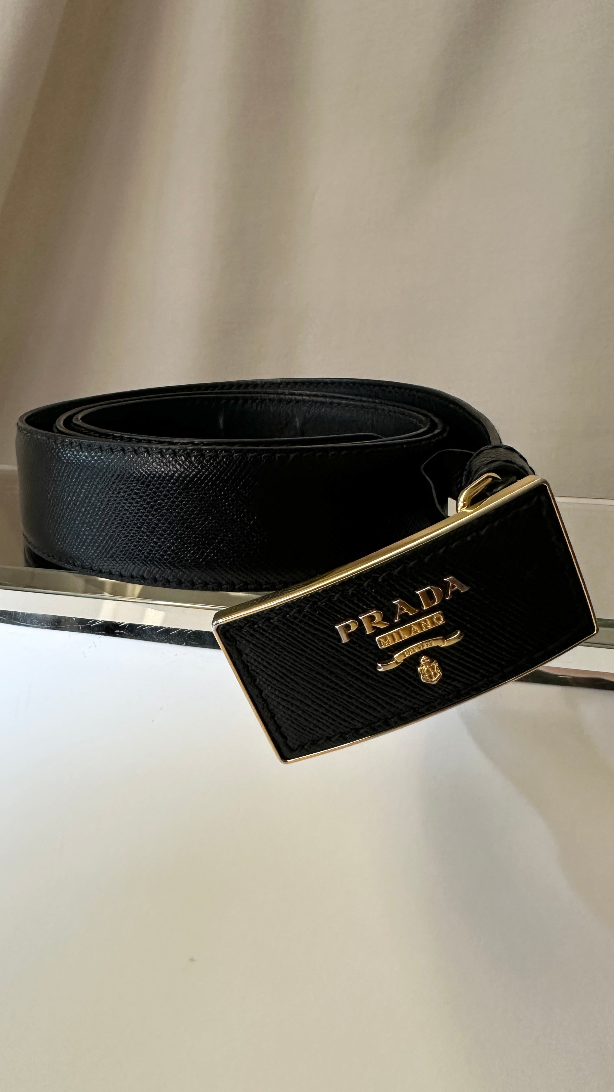 PRADA Logo Belt Black – REAWAKE