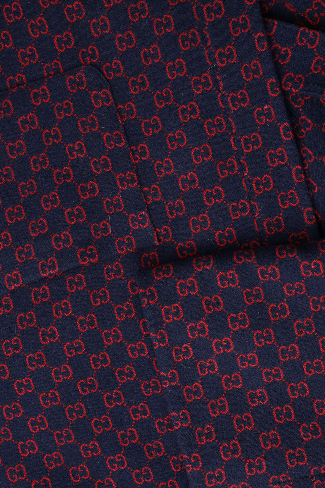 GUCCI Bathrobe Coat Wool GG Logo Blue Red