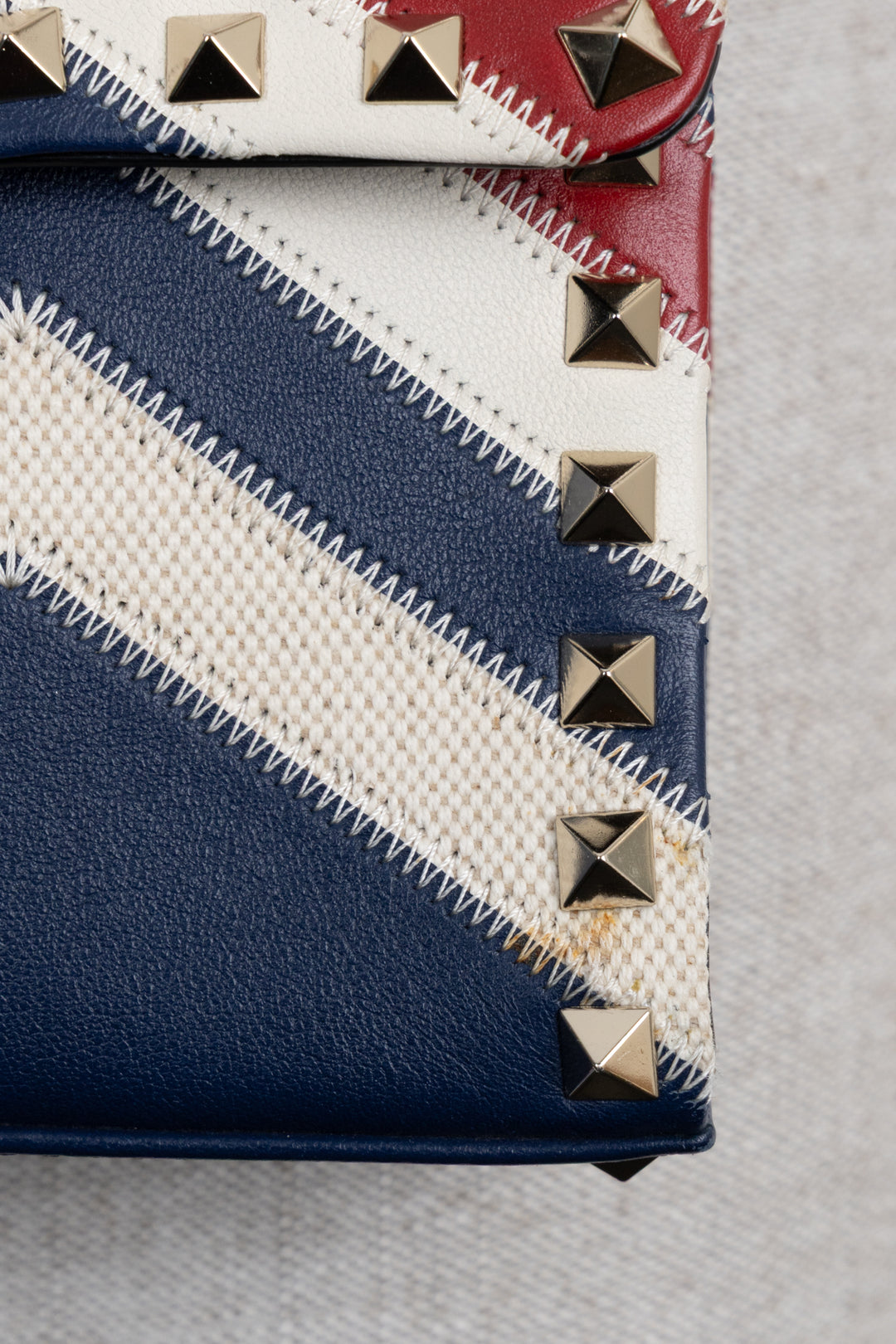 VALENTINO Rockstud Zig Zag Crossbody Bag, Navy, Red, White