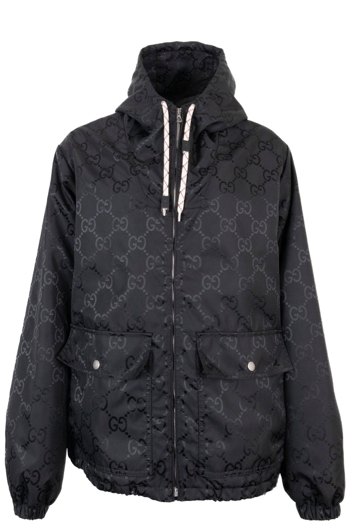 GUCCI Supreme Print Zip Jacket, Black