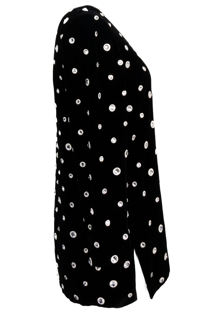 CÉLINE Crystal Velvet Top, Black