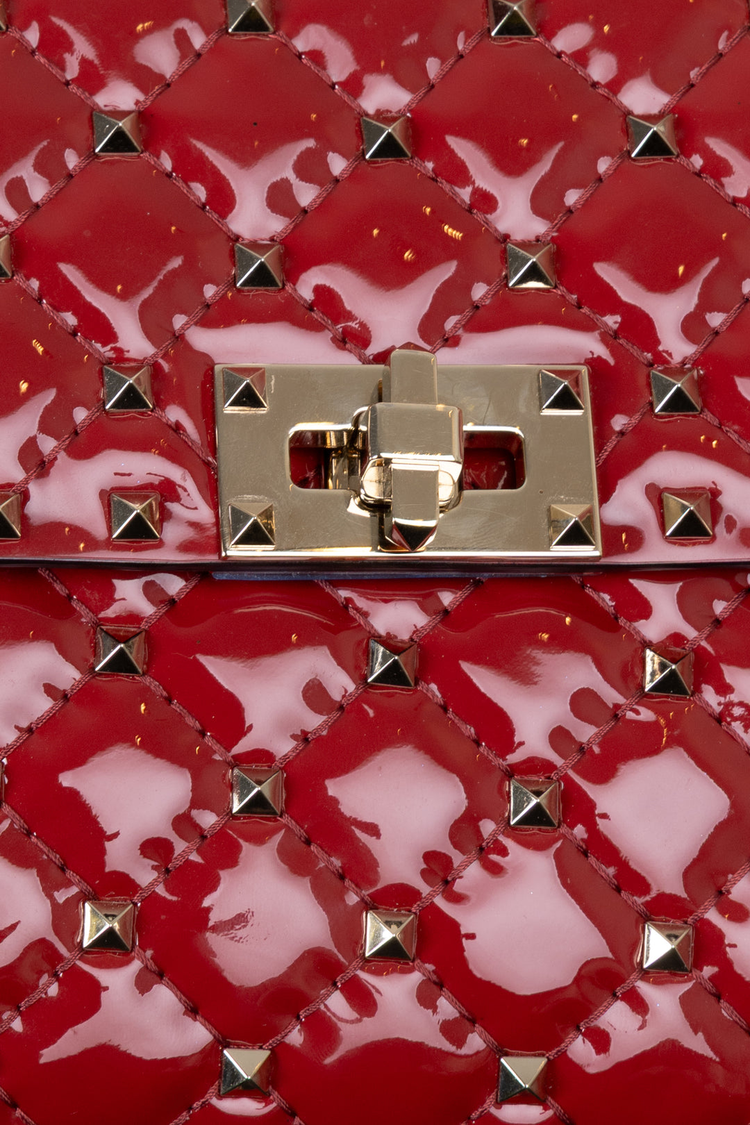 VALENTINO Rockstud Spike Medium Crossbody Bag Patent Red