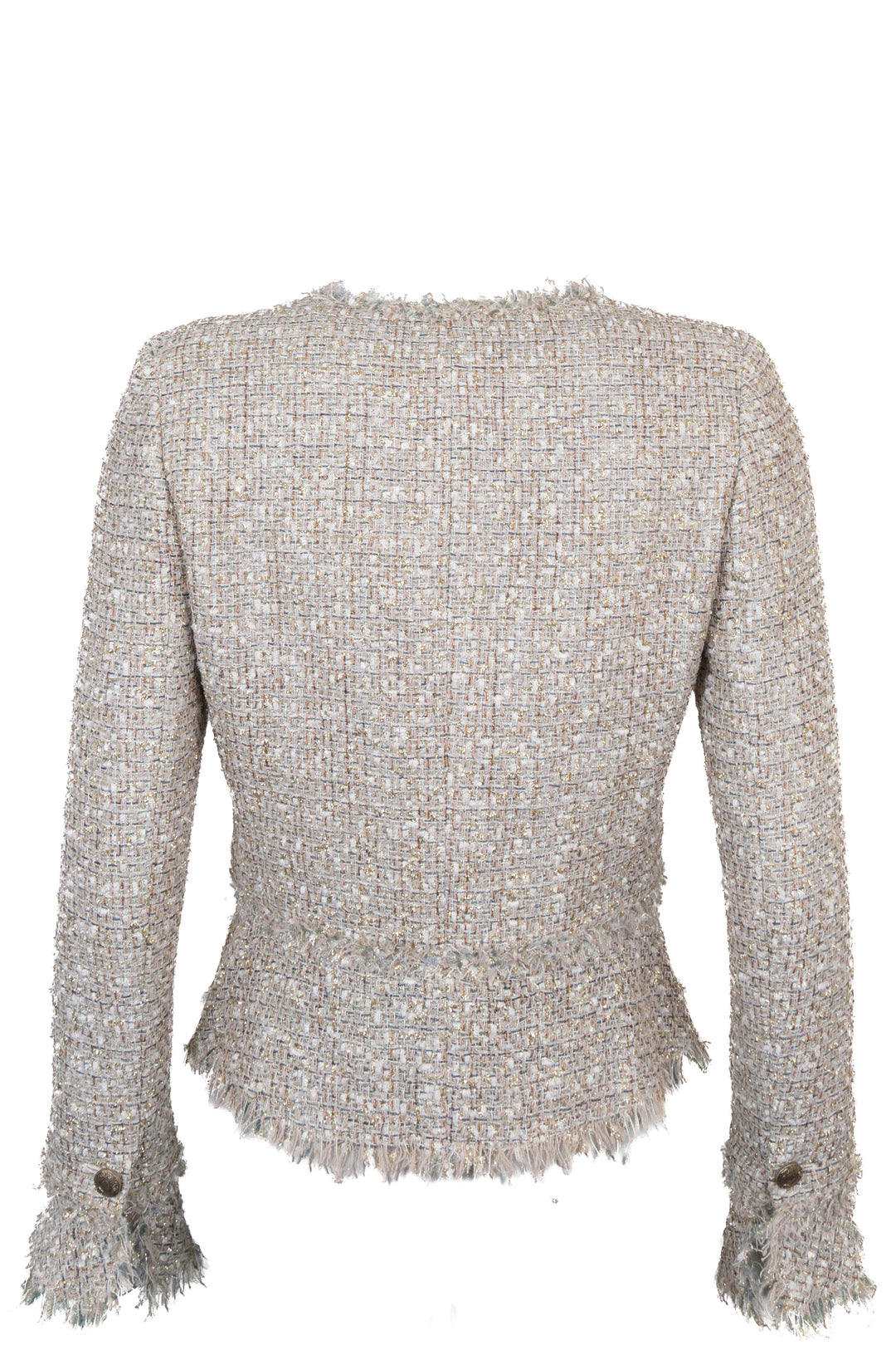 CHANEL 2005 Fringed Tweed Jacket Champagne Gold