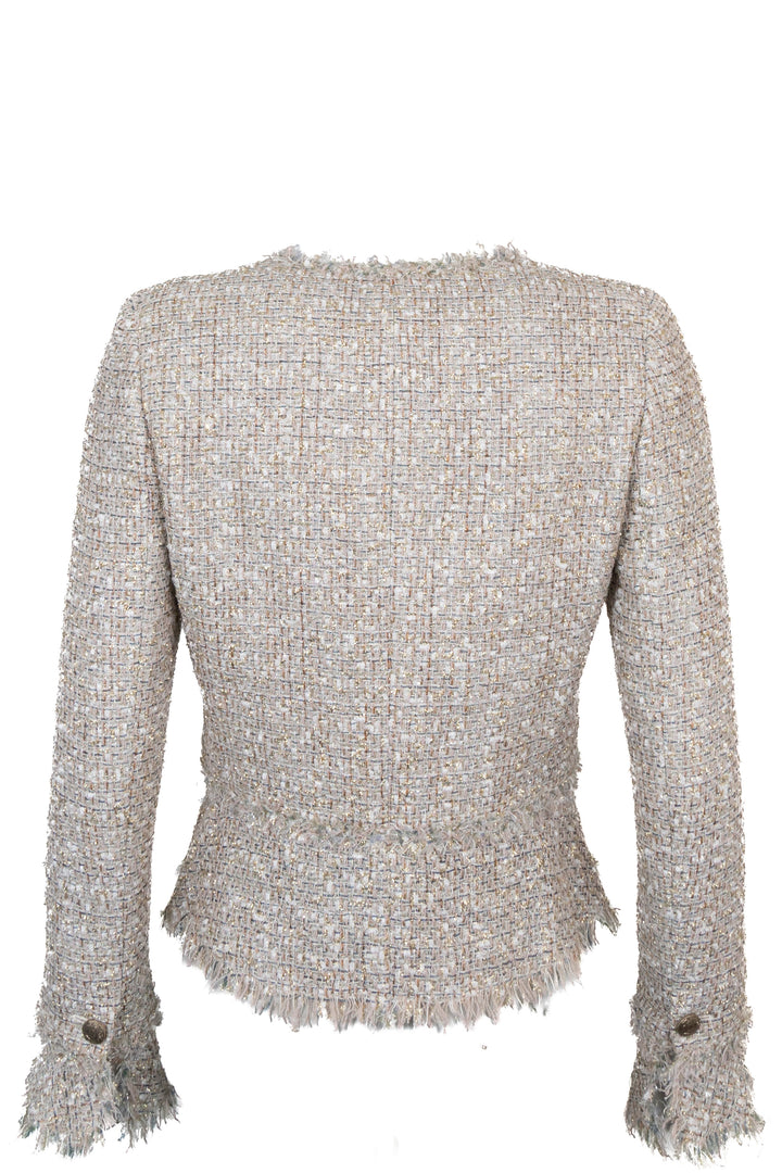 CHANEL 2005 Fringed Tweed Jacket Champagne Gold