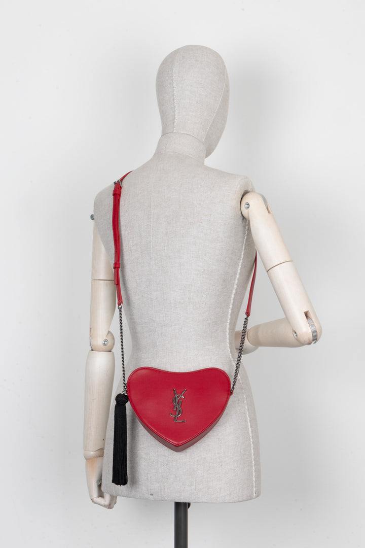 SAINT LAURENT Tassel Heart Bag Red