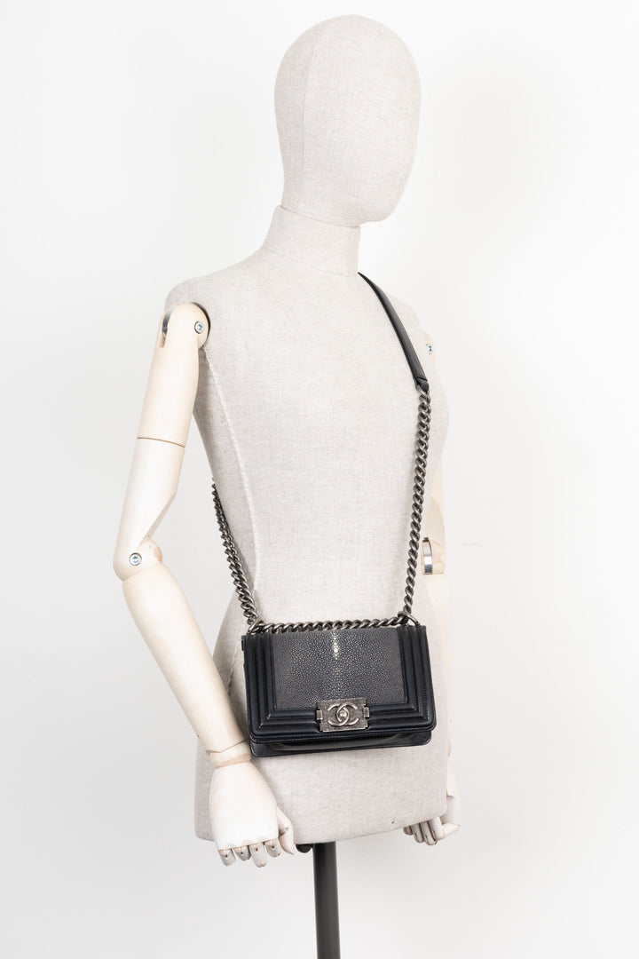 CHANEL Small Boy Bag Stingray Black