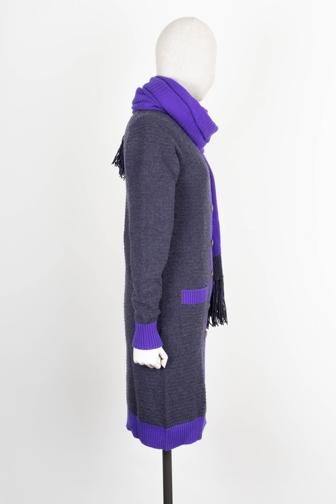 CHANEL Two Piece Knit Cashmere Grey & Purple 08 Autumn