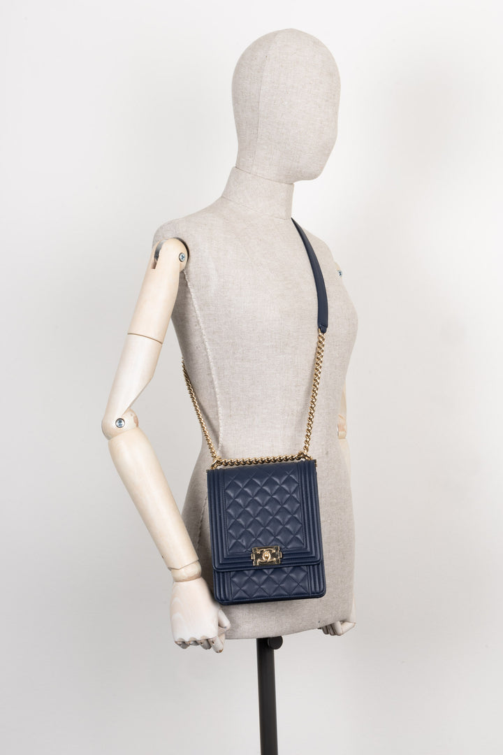CHANEL North South Boy Flap Bag Blue