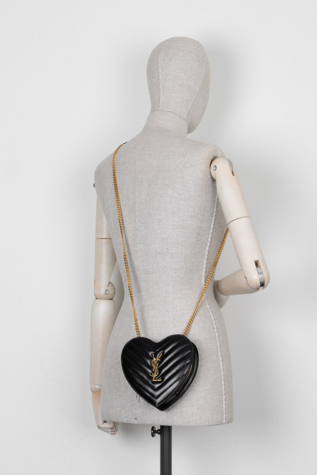 SAINT LAURENT Small Heart Matelasse Bag Black