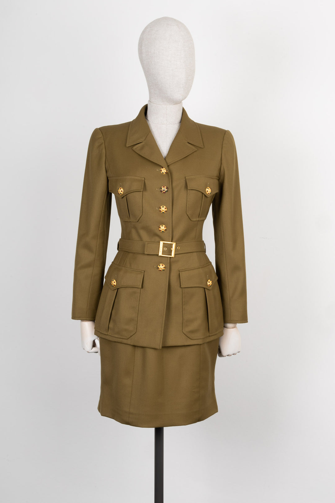 CHANEL Two Piece Gripoix Buttons Green FW96