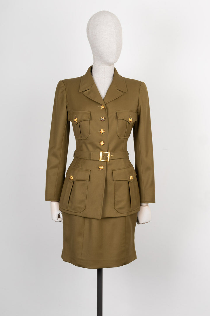 CHANEL Two Piece Gripoix Buttons Green FW96